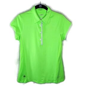 Annika Cutter & Buck Bright Green Golf Polo Top Treesdale CB DryTec 50 UPF+ XS